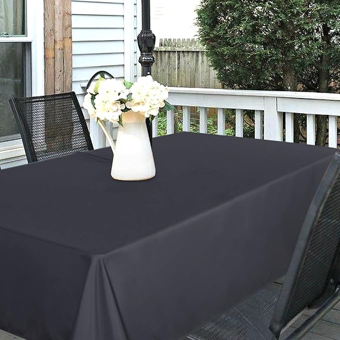 SARAFLORA Outdoor and Indoor Tablecloth -60x84 inch Grey, Wrinkle Free Washable Waterproof Table Cloth with Umbrella Hole and Zipper Rectangle Table Cover for Spring/Summer/Patio/Picnic/BBQS/Party