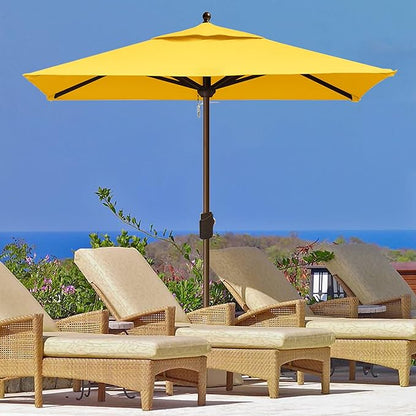 EliteShade USA 10-Year-Non-Fading 6x6Ft Square Market Patio Umbrella, UPF 50+ UV Protection Performance Sun Umbrella, Heavy Duty Commercial Grade Outdoor Table Umbrella with Crank, Windproof Vented Top for Garden, Pool, Deck and Outdoor Playsets, Sunfl...