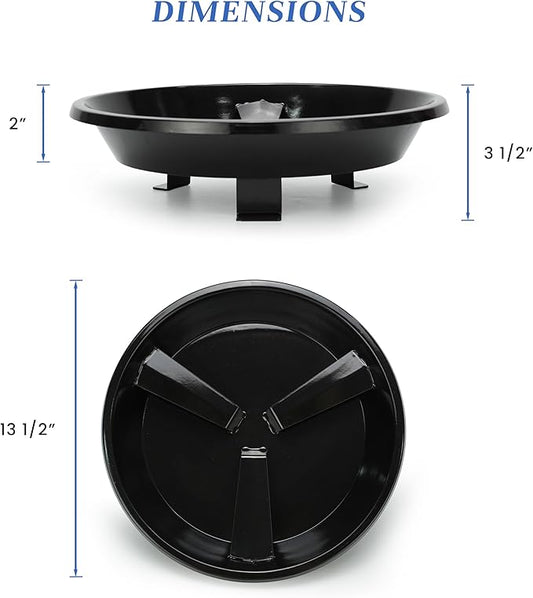Flame Disk Bowl Replacement Parts for Masterbuilt Gas and Dual Fuel Smokers, Black Porcelain Enamel, Smoker Parts for Masterbuilt 911060006 9005100068, Heat Diffuser and Wood Chip Tray