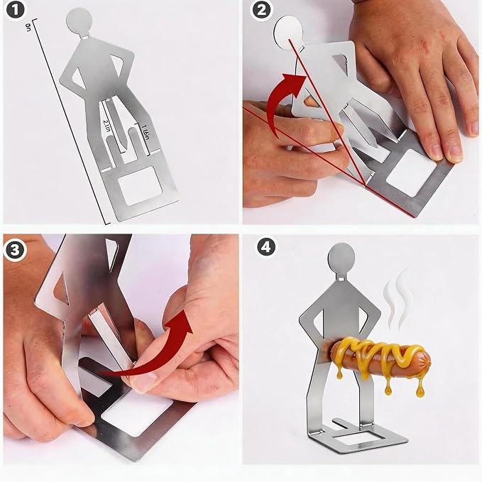 2026 Funny BBQ Hot Dog Holder ，Portable Hot Dog Roaster，Reusable Stainless Steel Sausage Hot Dog tands ，Barbecue Grill Accessories for Camping & Party Gifts Hot Dog Stand（2PCS）Hot Dog Grill Holder Man