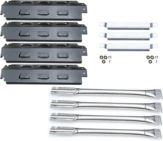 Parts Kit DG156 Replacement for Charbroil 463420507,463420509,463460708,463460710 Gas Grill Burners, Carryover Tubes,Heat Plates (SS Burner+SS Carry-over tubes+Porcelain Steel Heat Plate)