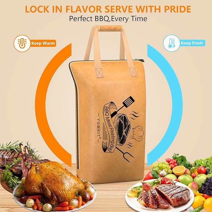 BBQ Blanket for Resting Meat,Barbecue Blanket for Resting Meat,21 Inch BBQ Blanket Meat Resting Bag,Reusable Smoker Grilling Meat Insulated Brisket Bag Grilling Gifts for Men (Yellow-with Gift Box)