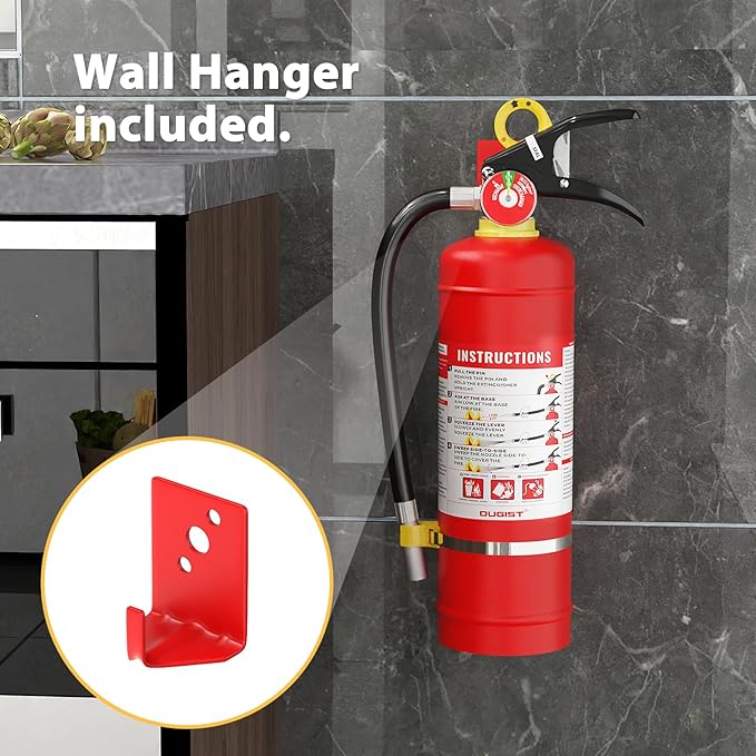 Ougist ABC Dry Chemical Fire Extinguisher, 5 lb – 2-A:10-B：C Rated for Home, Office & Vehicle, Quick Release, Easy-Grip Handle, Ideal for Electrical & Grease Fires, Car Extinguisher, Model FF2KG