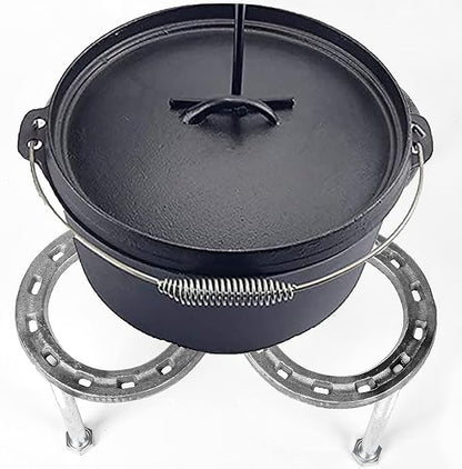 Campfire Dutch Oven Tripod For Cooking Made of Steel Horseshoes-Camping Cooking Tripod-Campfire Stand-Cast Iron Dutch Oven Tool(10.2"X 10.2")