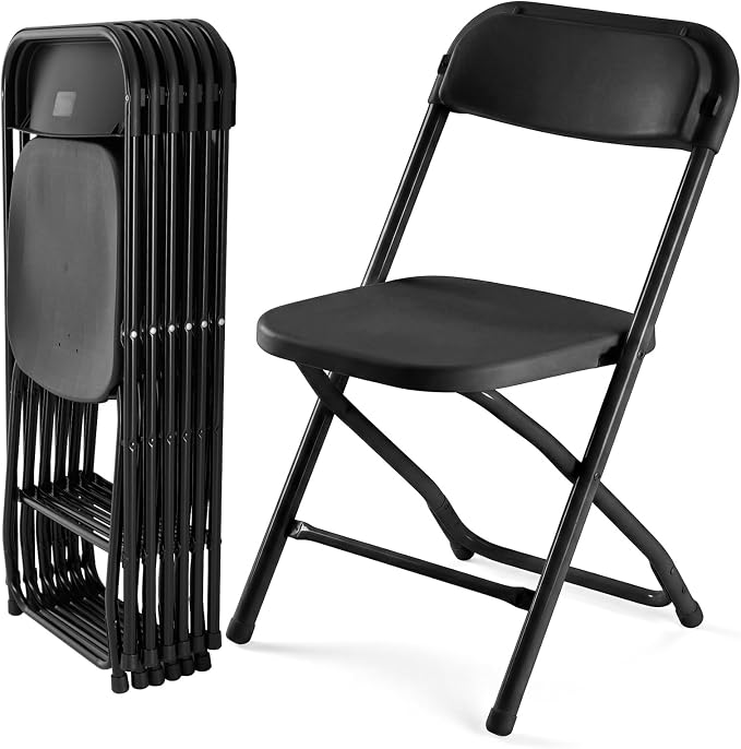 DUMOS Folding Chairs Sets of 6, 330lbs Plastic Stackable Portable Patio Dining Sets, Fold Up for Indoor Outdoor, Camping, Garden, Party, Meeting, Black