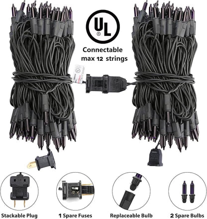 Toodour Purple Halloween Lights, 12.5ft 50 Count Incandescent String Lights | UL Certified Connectable Mini Bulbs Purple Lights for Home, Garden, Porch, Yard, Patio, Party, Indoor Halloween Decoration