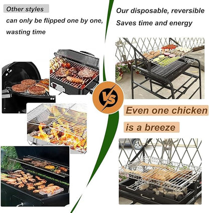 Extra Large Charcoal Grill, 360° Rotating Charcoal Grill, Portable Smoker Stainless Steel Grill With Liftable Charcoal Brazier, Camping Grill