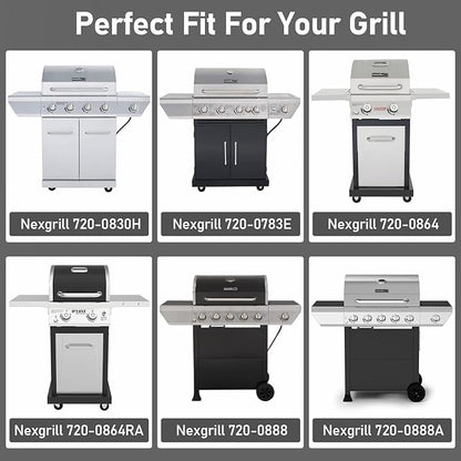 Utheer Grill Replacement Parts for Nexgrill 4 Burner 720-0830H 720-0783E 720-0888 720-0888N, Nexgrill Replacement Parts 4 Burner Included 4 Grill Burner Tube, 4 Heat Plates Shield Tent, 4 Ignitors