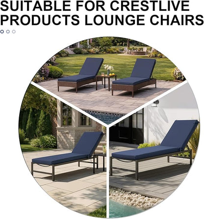 Crestlive Products Waterproof Outdoor Chaise Lounge Cushions Set of 2, Fade Resistant Patio Furniture Lounge Chair Cushion, 72" L x 21" W