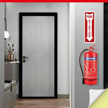 OLANZU Pack of 12 Fire Extinguisher Stickers 4"x 12"- 5 Mil Vinyl - Fire Extinguisher Sign for business with Arrow- Durable Self Adhesive, Weatherproof and UV Protected-Ideal for Office, Home and Outdoor places