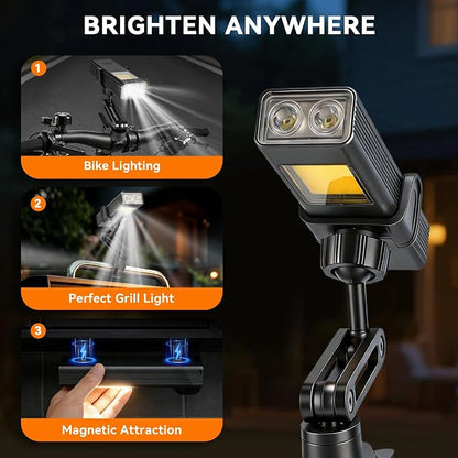AuntyFey 2 in 1Grill Lights for Outdoor Grill with Flash Light, Magnetic LED Rechargeable Grill Light for Blackstone Griddle Accessories, BBQ Grill Flash Lights for Outdoor Adventure