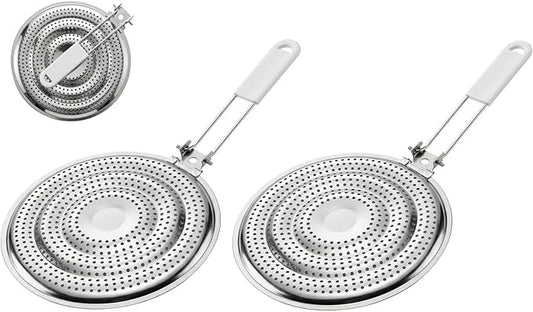 HIC Kitchen Heat Diffuser Reducer Flame Guard With Removable Handle, Stainless Steel, Distributes Heat Evenly And Reduces Scorching, For Gas Electric Glass Stovetops, 8.25-Inch, Set of 2