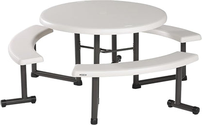 Lifetime Picnic Table 22127 44-inch Round Top Swivel Benches Almond Color Top
