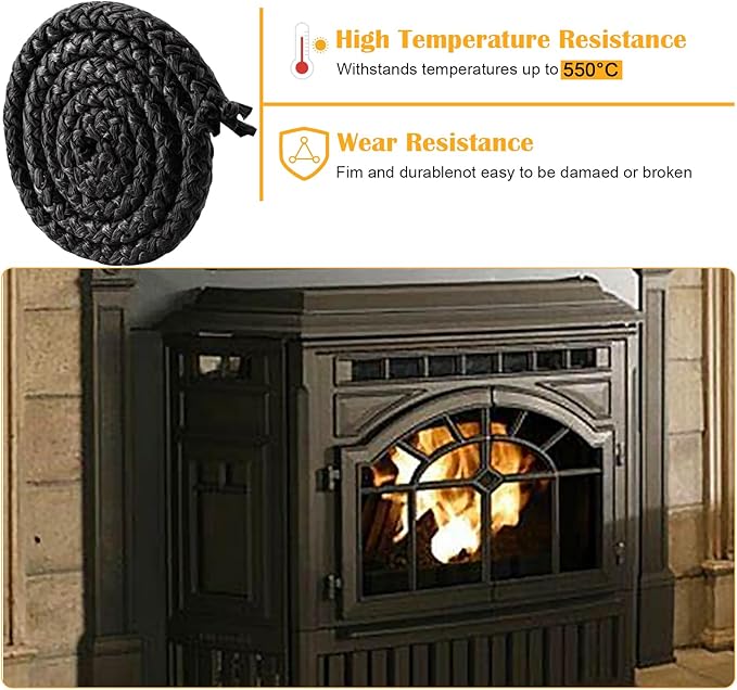 Criditpid Replacement SRV7034-177 Stove Door Gasket Rope for Quadrafire Edge 60, Mt Vernon AE Insert, Mt Vernon E2i, Trekker Insert Pellet Stoves Parts, 1'' x 68'' Fiberglass Seal Rope Gasket