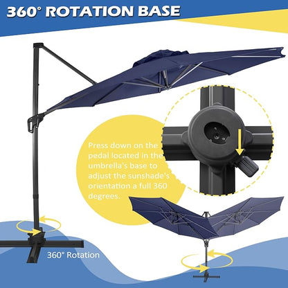 Sunnyglade 10Ft Cantilever Patio Umbrella, 360° Rotation & Integrated Tilting System Offset Umbrella with 8 Sturdy Ribs, Fade-resistant & Waterproof for Garden Backyard Poolside Deck