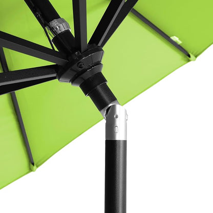 California Umbrella 12-Year-Non-Fading, 9Ft Premium Sunbrella Patio Umbrella, Hand-Crank, Button-Tilt, Black Frame, Macaw Fabric