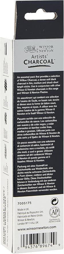 Winsor & Newton Artists' Willow Charcoal, Assorted, Box of 12