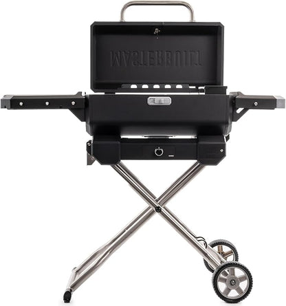Masterbuilt® Electric Portable Charcoal Grill and Smoker with SteadyTemp Analog Temperature Control, Collapsible Cart and 200 Cooking Square Inches in Black, Model MB20040722