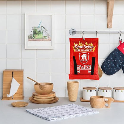 2-Pack Fire Blanket - Large Fiberglass Fire Blanket Fire Suppression Blanket - Fire Blankets Emergency for People - Fire Safety Blanket with Emergency Whistles - Fireblanket for Kitchen, Home