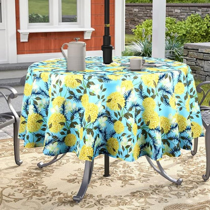 EHouseHome Outdoor Indoor 60inch Round Tablecloth with Umbrella Hole and Zipper, Waterproof Zippered Patio Cloths, Spring/Summer Table Covers for Backyard Circular Table/BBQs/Picnic