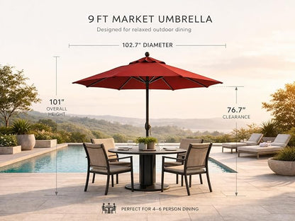 Treasure Garden Octagonal 9 ft Patio Umbrella - Outdoor Furniture Table Umbrella – Push-Button Tilt – Bronze Aluminum Frame (Obravia2, Lemon)