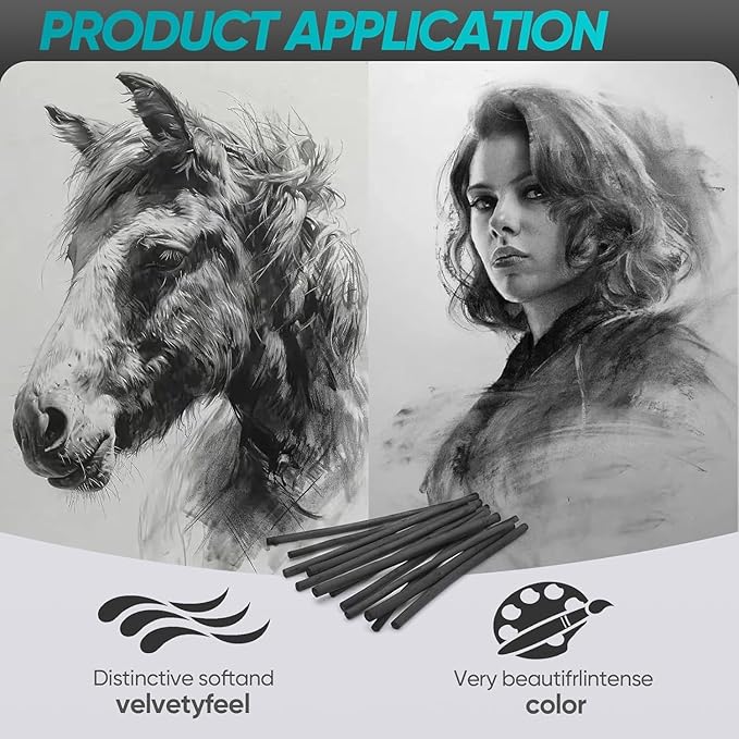 26 Pcs Willow Charcoal Sticks, Willow Charcoal,Sizes: 7-9mm,Professional Soft Black Drawing Charcoal for Sketching & Art