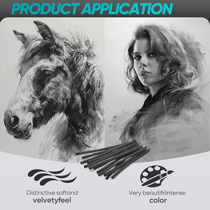 26 Pcs Willow Charcoal Sticks, Willow Charcoal,Sizes: 7-9mm,Professional Soft Black Drawing Charcoal for Sketching & Art