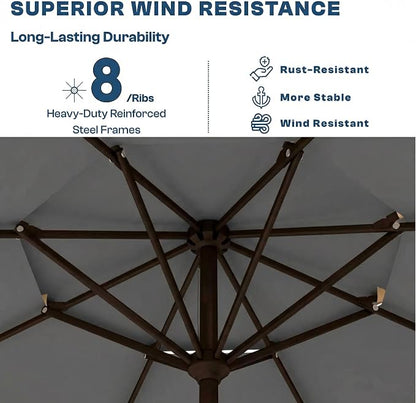 10FT Patio Umbrella, 2 Tier Outdoor Table Umbrella, Large Vented Market Umbrellas with Push Button Tilt and Crank, 8 Sturdy Ribs for Backyard, Deck, Pool, UPF50+ UV Protection