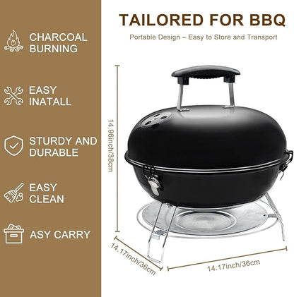 Portable Charcoal Grill with Removable Legs (14 Inch)