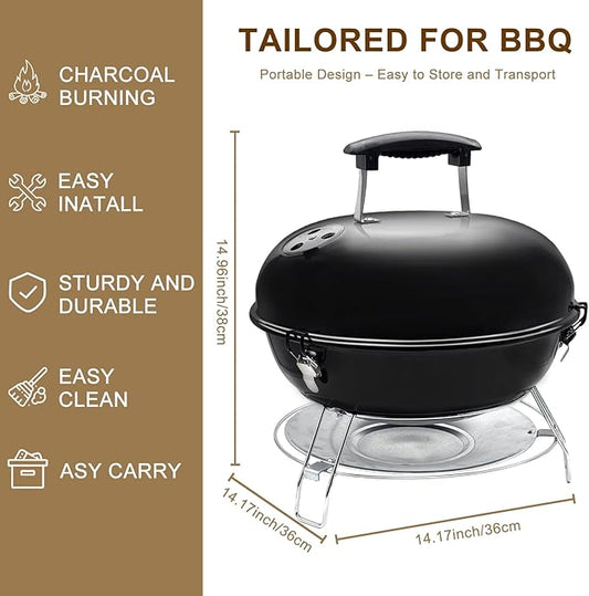 Portable Charcoal Grill with Removable Legs (14 Inch)