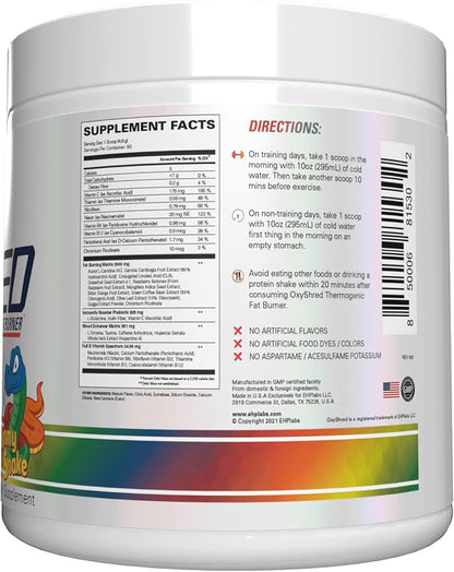 EHP Labs OxyShred Pre Workout Powder - Preworkout Powder with L Glutamine & Acetyl L Carnitine, Energy Boost Drink - Gummy Snake, 60 Servings