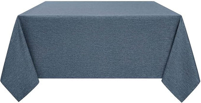 Decorelia Faux Linen Square Tablecloth for Dining Room,Waterproof Texture Decorative Farmhouse Rustic Table Cloth for Indoor Outdoor Party Holiday Banquet Picnics Patio,52x52 Inch (Square),Denim Blue