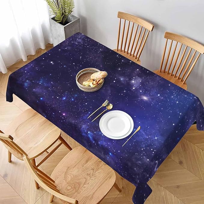 TKS MITLAN Tablecloth Galaxy Universe Table Cloth Rectangle Table 60 x 84 Inch Starry Night Sky Stars Outer Space Kitchen Decorations for Home Dinner Party