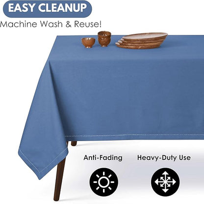 Table Cloth Rectangle 52x70, Kitchen Dining Indoor Outdoor Buffet Table Cover 100% Cotton Tabletop Table Cloth Decoration Parties BBQ Machine Washable, Sky Blue