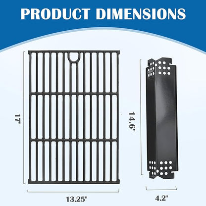SafBbcue Grill Parts Kit for Home Depot Nexgrill 5 Burner 720-0888N 720-0888S 720-0888 4 Burner 720-0830H Replacement Parts, Porcelain Steel Grill Heat Plates & Cast Iron Cooking Grates for Nexgrill