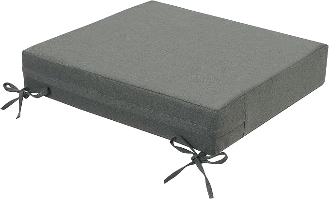 Magpie Fabrics Indoor Outdoor Cushion Cover Replacement 2 Pack, NO Insert! Water Repellent Slipcover with Ties Decor for Patio Garden Chair Sofa Bench Wicker(Dark Grey, 22x20x4 Inch)