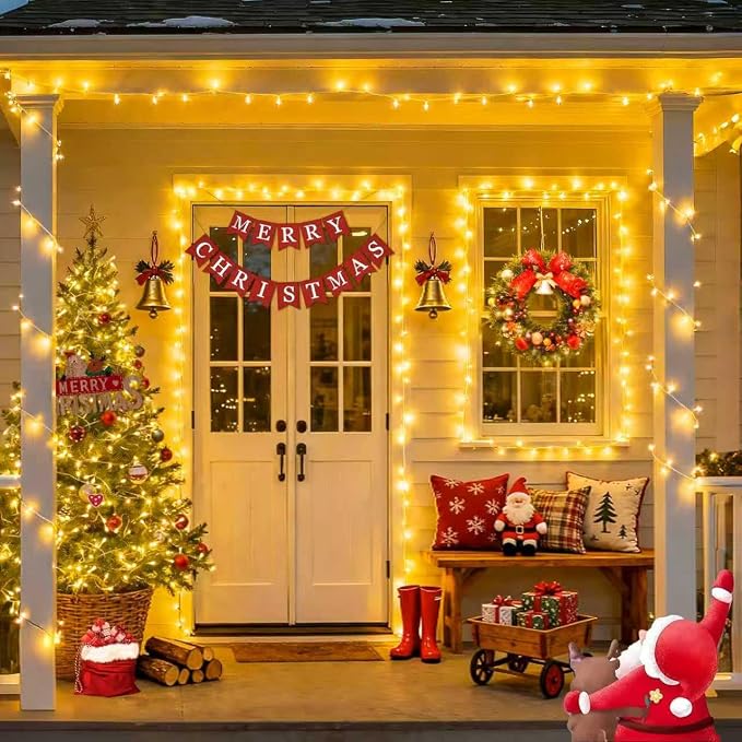 JMEXSUSS Outdoor String Lights Indoor for Bedroom, Classroom Lights Plug in | 200 LED 66 Ft Twinkle Christmas Tree Lights for Wedding Room Wall Yard Patio Classroom Decor, Connectable, Warm White