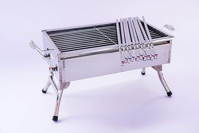 Stainless Stell Charcoal Portable Grill Mangal Shish Kebab Kabob Bbq Barbecue Shashlik