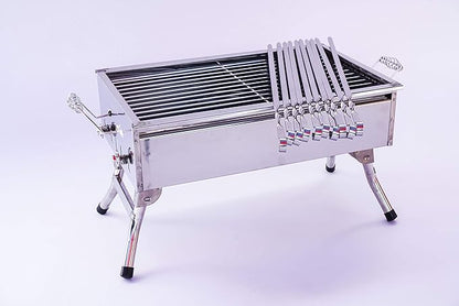 Stainless Stell Charcoal Portable Grill Mangal Shish Kebab Kabob Bbq Barbecue Shashlik
