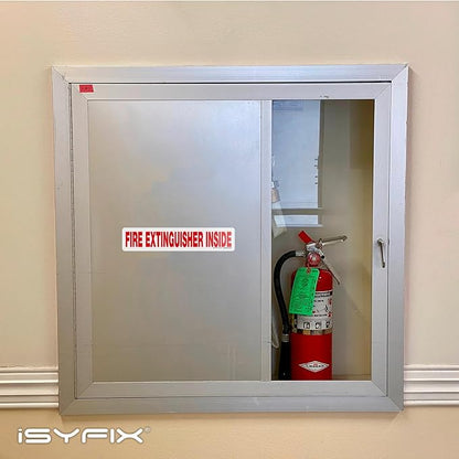iSYFIX Fire Extinguisher Inside Signs Stickers for Vehicles – 10 Pack 12x2.5 Inch – Self-Adhesive Vinyl Decals, Laminated for UV, Weather, Scratch, Fade Resistance, for Cars, Trailers and Trucks