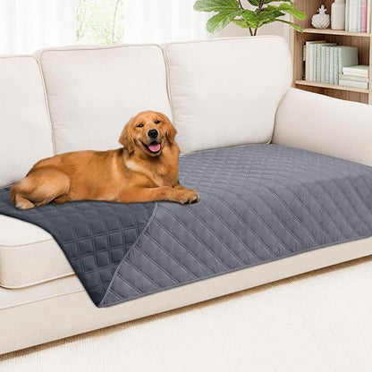 Smiry Waterproof Reversible Pet Couch Covers for Dogs | Pet Friendly, Soft Fabric, Washable Sofa Furniture Protector for Dogs Cat Kids, Checkered (40"x80", Grey/Dark Grey)