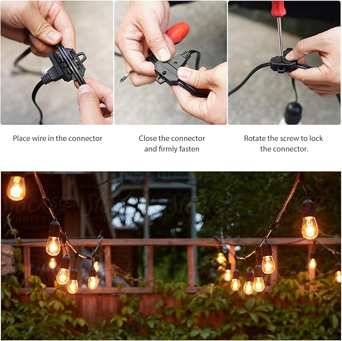 GOODSMANN LED Low Voltage String Lights 12V AC 50FT 10PCS 2W Bulbs 135 Lumens Hanging Landscape Lighting 2800K String Weatherproof Decorative Light for Patio Light