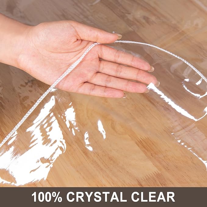 JIUZHEN 54" x 120" Heavy Duty Clear Vinyl Tablecloth – 100% Waterproof & Oil-Proof, Spill-Resistant – Easy Wipe-Clean Table Cover for Dining, Parties, Camping, Picnic, Holidays (Rectangle)