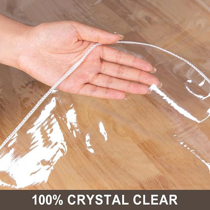 JIUZHEN 54" x 120" Heavy Duty Clear Vinyl Tablecloth – 100% Waterproof & Oil-Proof, Spill-Resistant – Easy Wipe-Clean Table Cover for Dining, Parties, Camping, Picnic, Holidays (Rectangle)