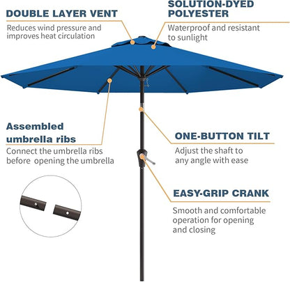 10FT Patio Umbrella, Outdoor Umbrella with Push Button Tilt and Crank, 8 Sturdy Ribs, UV Protection & Waterproof Market Umbrella for Pool, Backyard, Beach,Deck