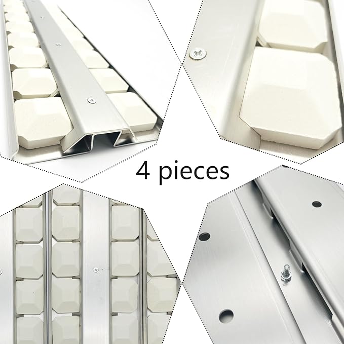 032370 Ceramic Briquette Tray 4 Heat Plates, Burner Cover with briquettes Replacement for Viking VGBQ33603RESS, VGBQ53024, VGBQ53624, VGBQ54224 Gas Grill 18" X 5-1/2"