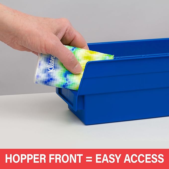 Akro-Mils 30124 Heavy Duty Plastic Shelf Bins, 24"x 4"x 4", Yellow, 12-Pack | Heavy Duty Nesting Storage Bins for Garage, Closet, Refrigerator, Kitchen, Cabinet, Drawer Organization, Pantry Organization