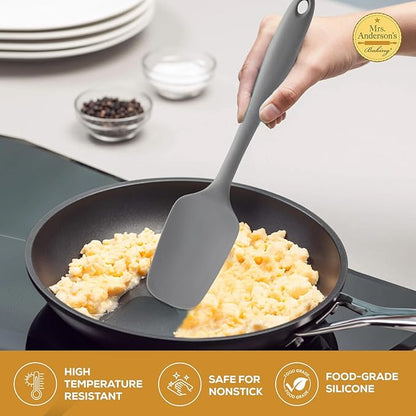 Mrs. Anderson’s Baking Silicone Spoon-Shaped Spatula, Flexible And Nonstick, One-Piece Design, Gray, For Mixing, Folding, Scraping, Baking, And Cooking