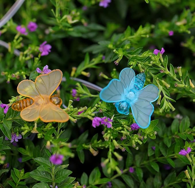 WSgift Solar Butterfly String Lights, 16 Ft 32 Warm White LED Outdoor Waterproof Butterfly Fairy String Lights for Garden Yard Outdoor Decorations
