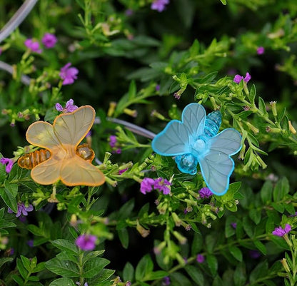WSgift Solar Butterfly String Lights, 16 Ft 32 Warm White LED Outdoor Waterproof Butterfly Fairy String Lights for Garden Yard Outdoor Decorations